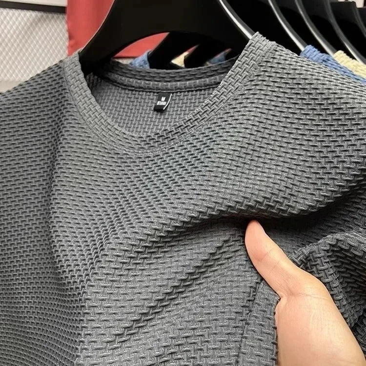 Men's Ice Silk Mesh Tee – Slim Fit Summer Casual Top
