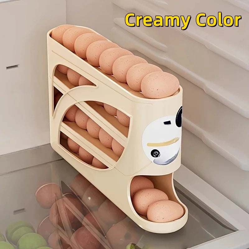 3-Tier Rolling Egg Organizer for Fridge | Holds 24 Eggs