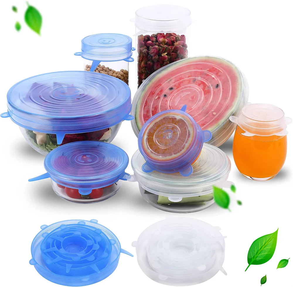 6Pcs Silicone Stretch Lids – Reusable Food Grade Airtight Covers for Bowls, Cups & Containers