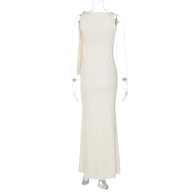 Women's Off-Shoulder Knit Maxi Dress, Empire Waist A-Line