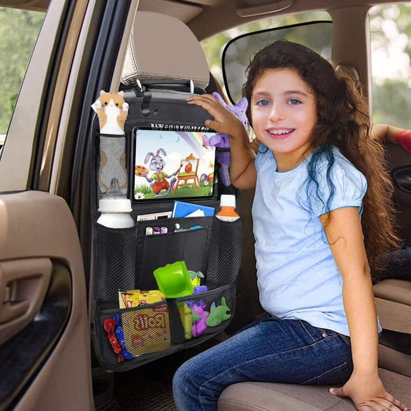 Backseat Organizer with Tablet Holder – Foldable Car Storage
