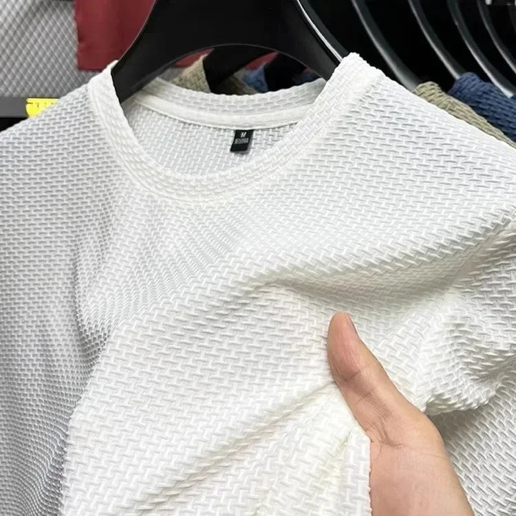 Men's Ice Silk Mesh Tee – Slim Fit Summer Casual Top