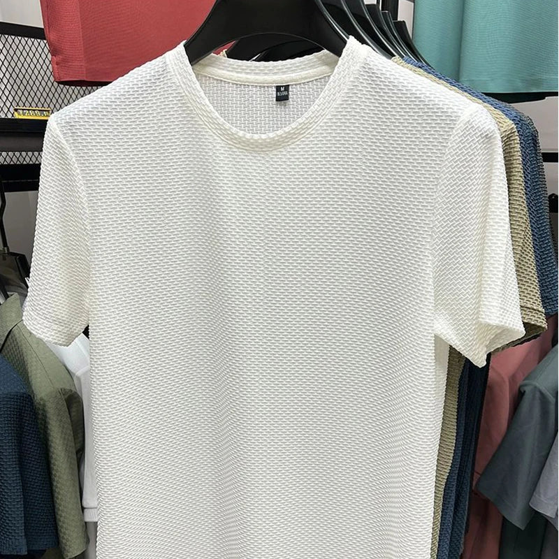 Men's Ice Silk Mesh Tee – Slim Fit Summer Casual Top