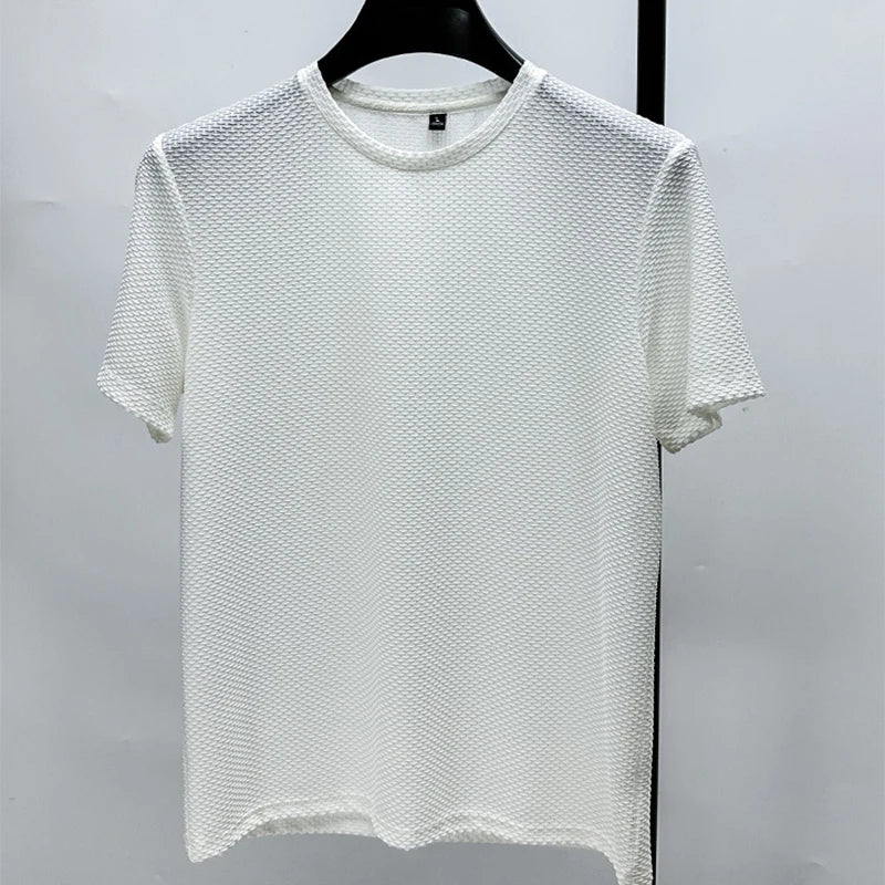 Men's Ice Silk Mesh Tee – Slim Fit Summer Casual Top
