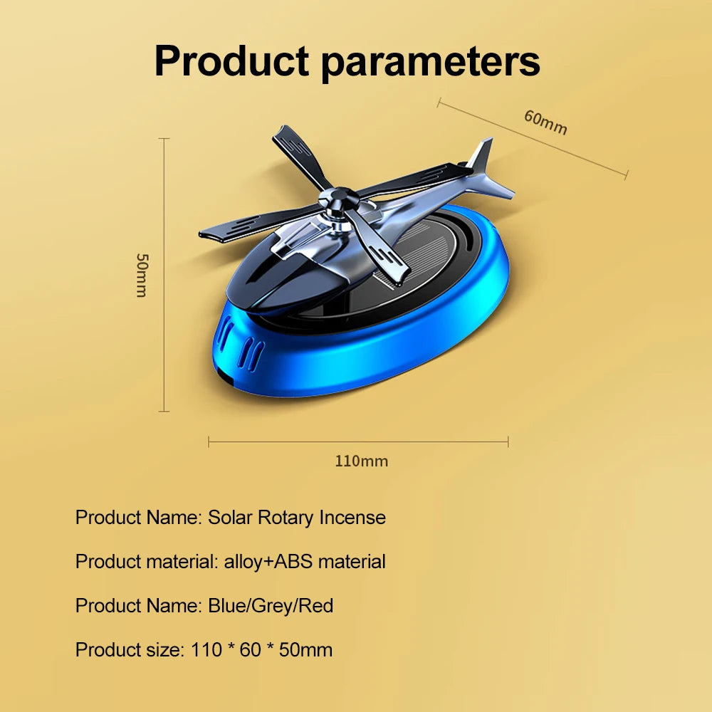 Solar Helicopter Car Air Freshener – Rotating Aromatherapy Diffuser