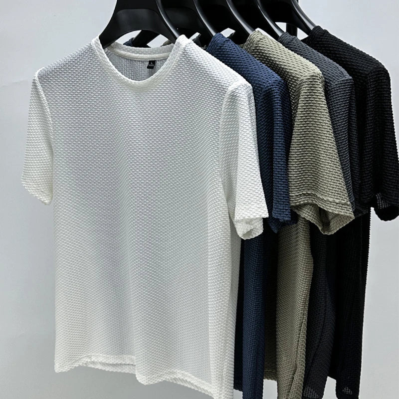 Men's Ice Silk Mesh Tee – Slim Fit Summer Casual Top