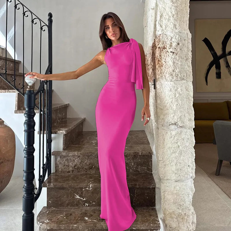 Women's Off-Shoulder Knit Maxi Dress, Empire Waist A-Line