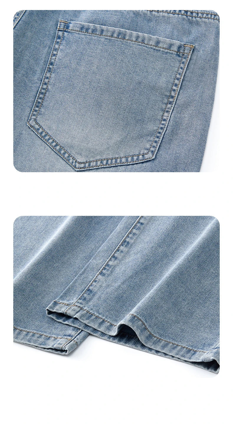Men's Straight Leg Jeans – Lightweight Stretch Denim, Light Wash