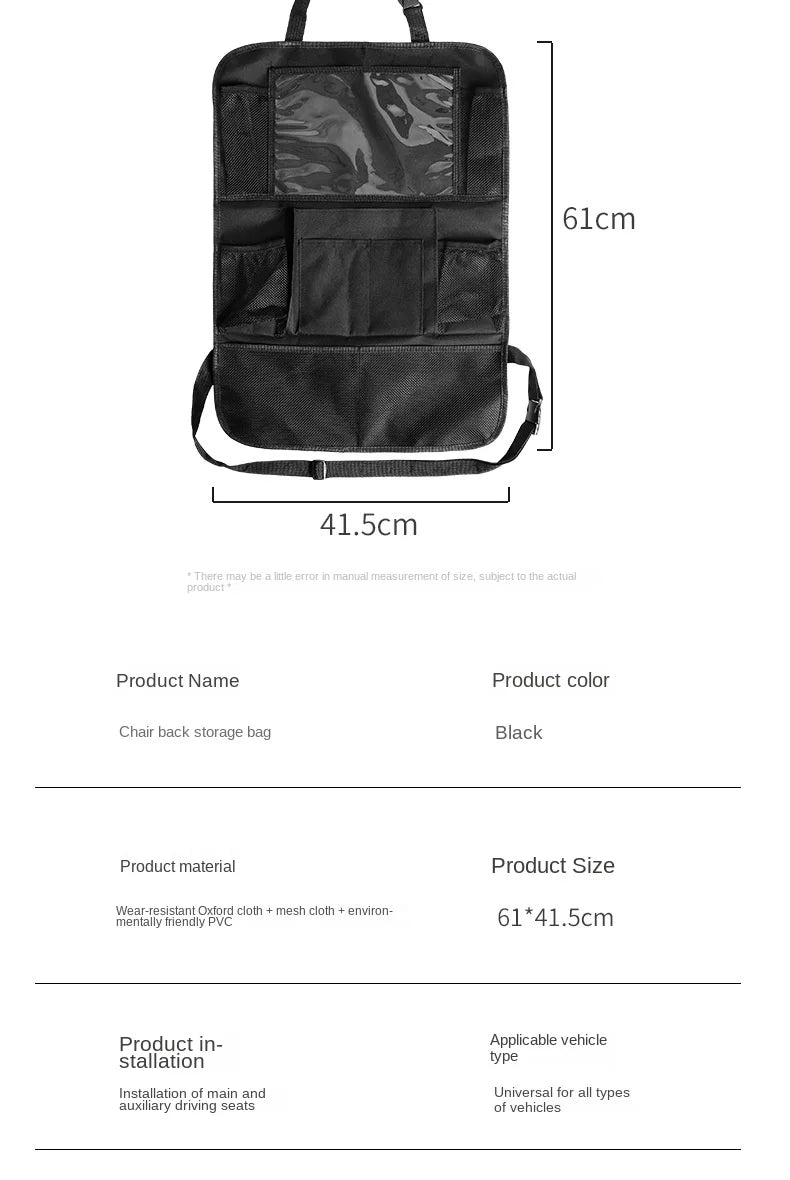 Backseat Organizer with Tablet Holder – Foldable Car Storage
