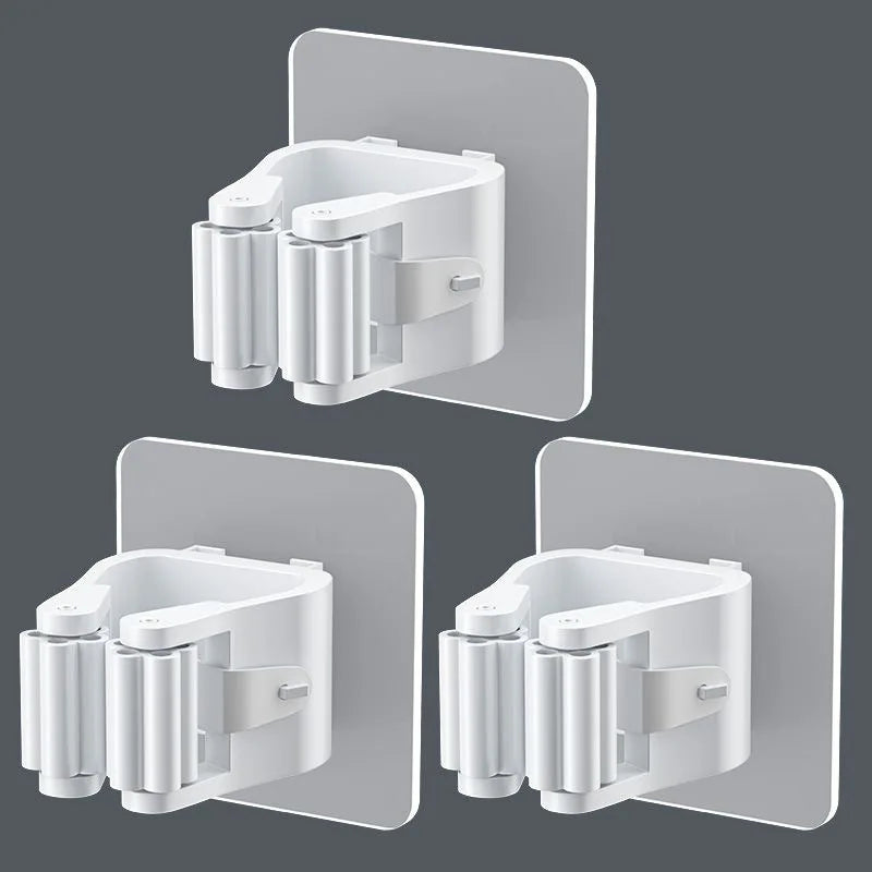 Adhesive Wall Mount Hooks – Mop & Broom Holder Rack