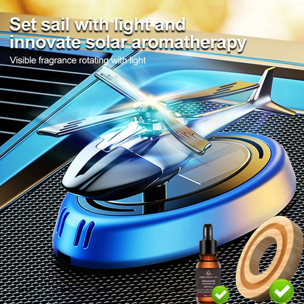 Solar Helicopter Car Air Freshener – Rotating Aromatherapy Diffuser