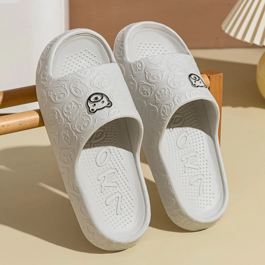 Bear Print Slides – Non-Slip Quick-Dry Bathroom Sandals