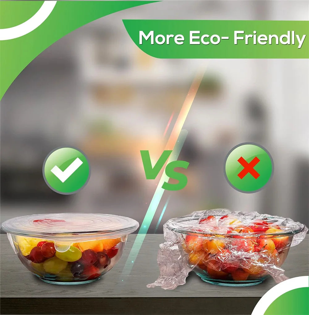 6Pcs Silicone Stretch Lids – Reusable Food Grade Airtight Covers for Bowls, Cups & Containers