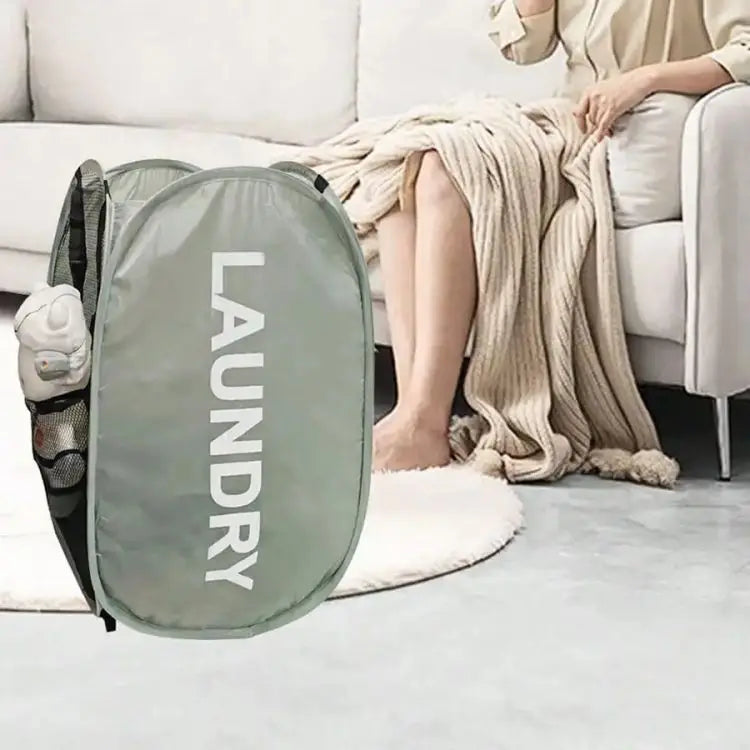 Pop-Up Laundry Hamper – Collapsible Mesh Basket with Handles