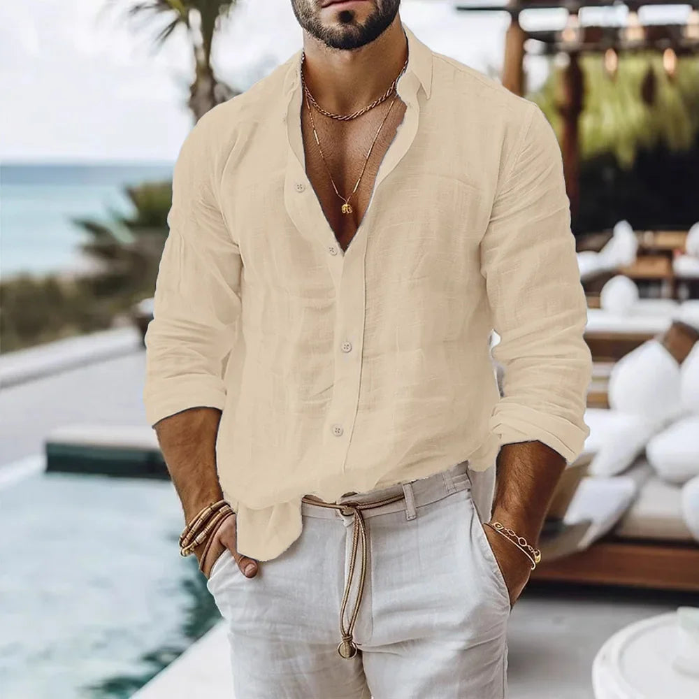 Men's Solid Linen Cotton Shirt | Casual Fit, Breathable Summer Wear