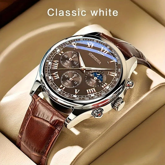 Classic Leather Strap Quartz Watch for Men | Elegant Business Design