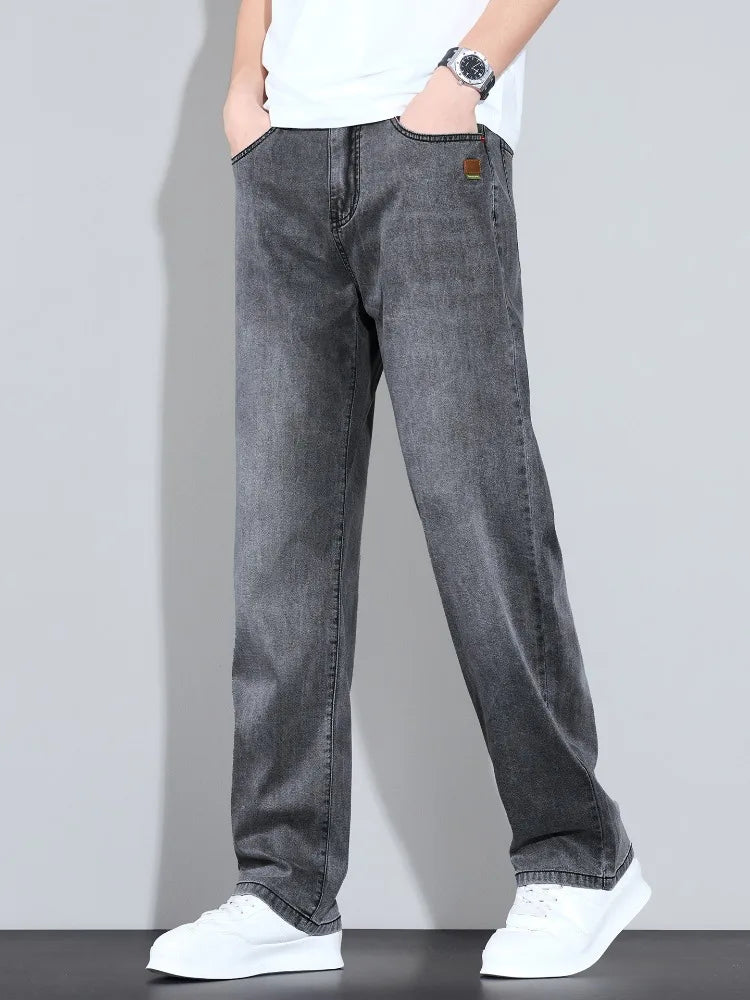 Men's Straight Leg Jeans – Lightweight Stretch Denim, Light Wash