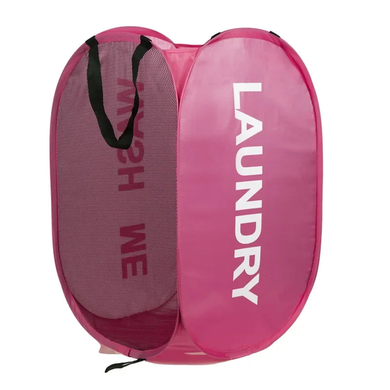 Pop-Up Laundry Hamper – Collapsible Mesh Basket with Handles