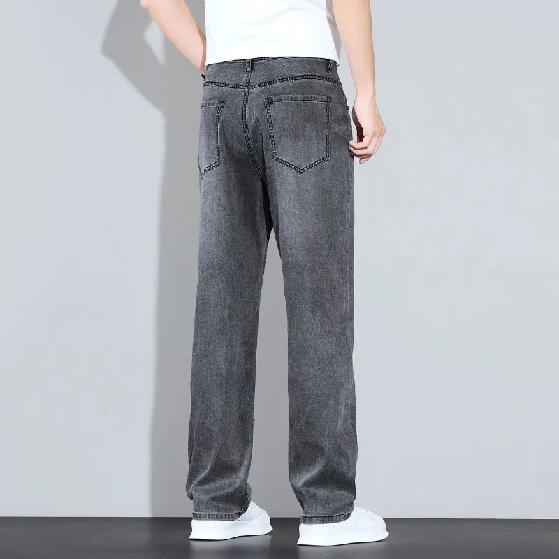 Men's Straight Leg Jeans – Lightweight Stretch Denim, Light Wash