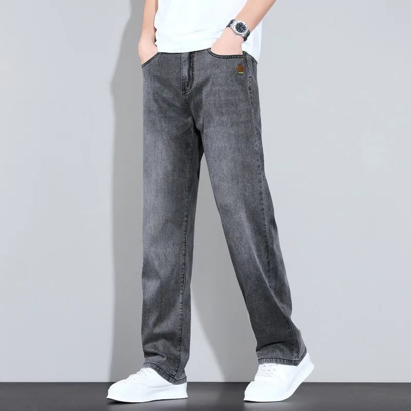 Men's Straight Leg Jeans – Lightweight Stretch Denim, Light Wash