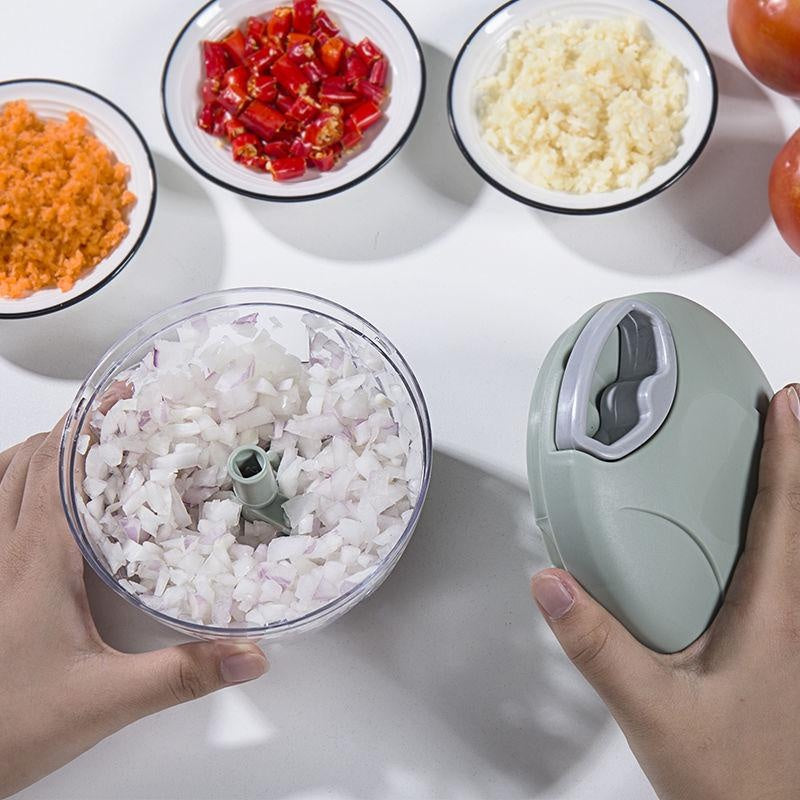 500/900ML Manual Hand Pull Vegetable Chopper – Stainless Steel Blade Garlic & Onion Mincer
