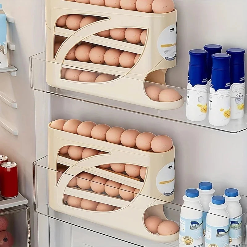 3-Tier Rolling Egg Organizer for Fridge | Holds 24 Eggs