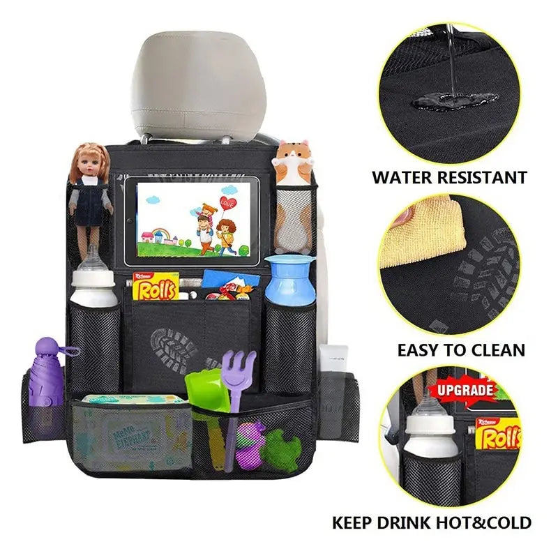 Backseat Organizer with Tablet Holder – Foldable Car Storage