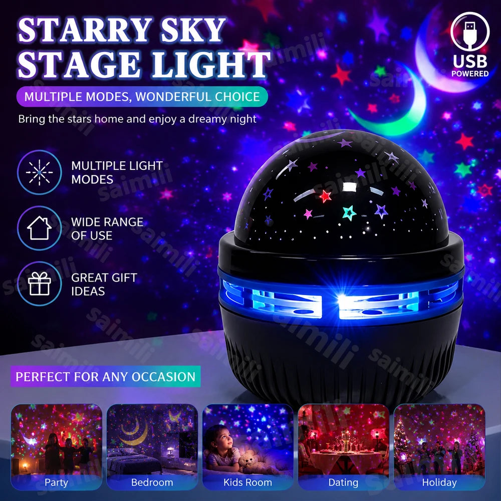 Galaxy Star Projector Night Light – LED Starry Sky Lamp