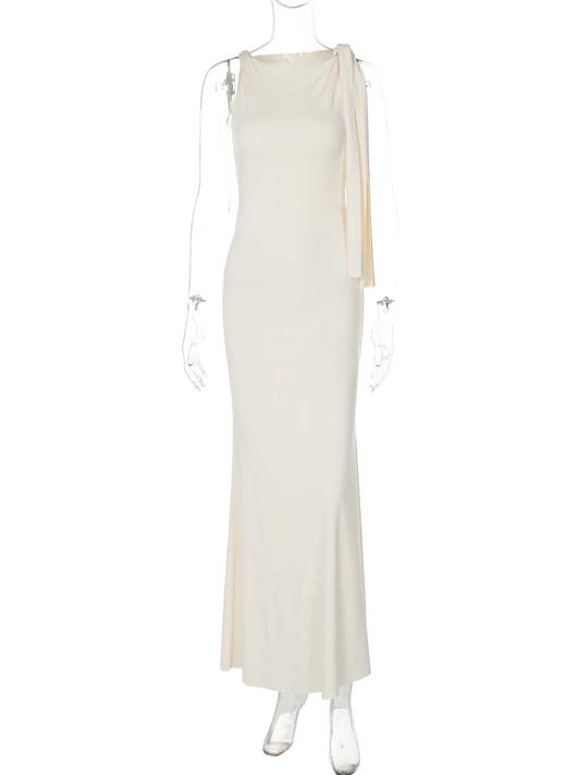 Women's Off-Shoulder Knit Maxi Dress, Empire Waist A-Line