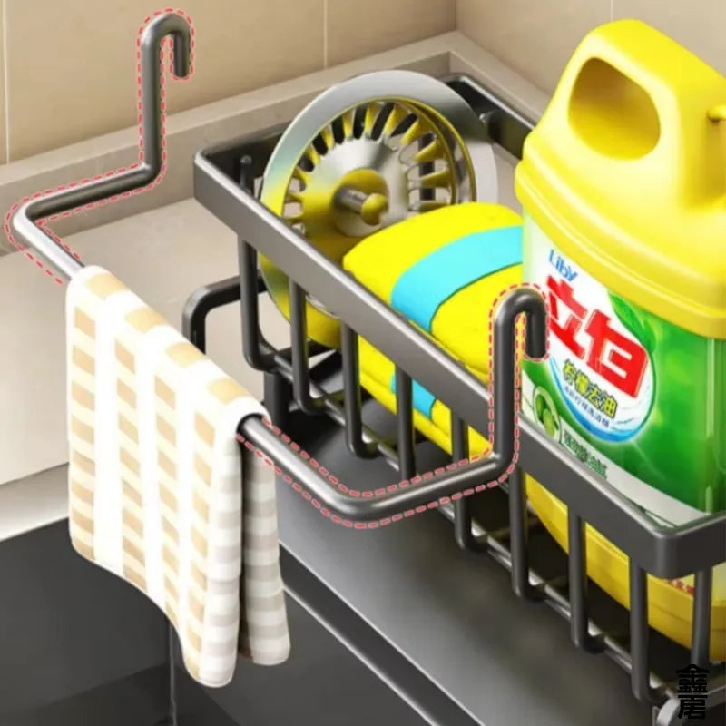 Tap-Mounted Sink Organizer with Drainage Rack