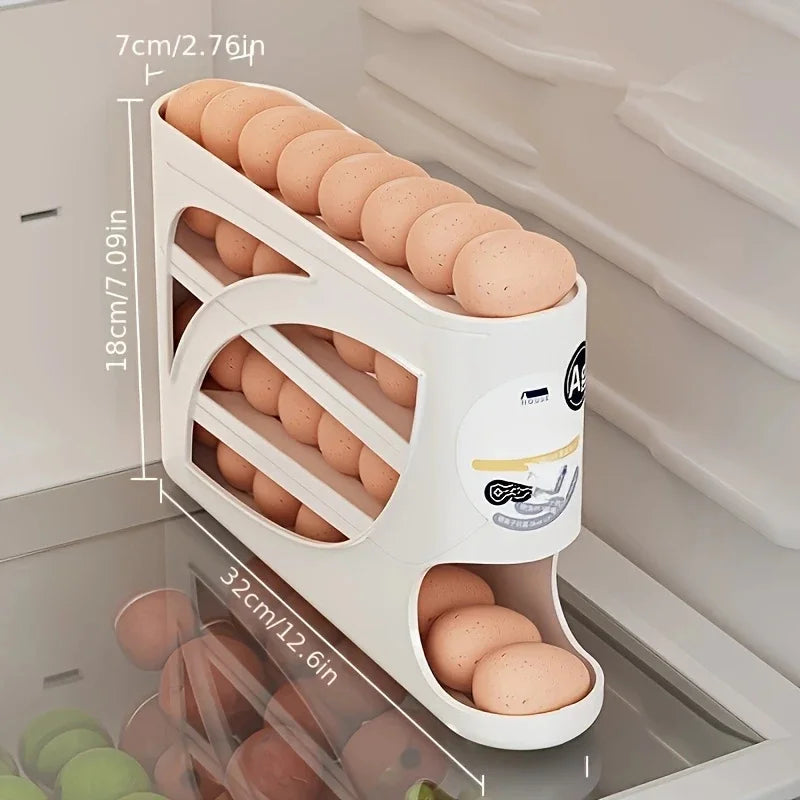 3-Tier Rolling Egg Organizer for Fridge | Holds 24 Eggs