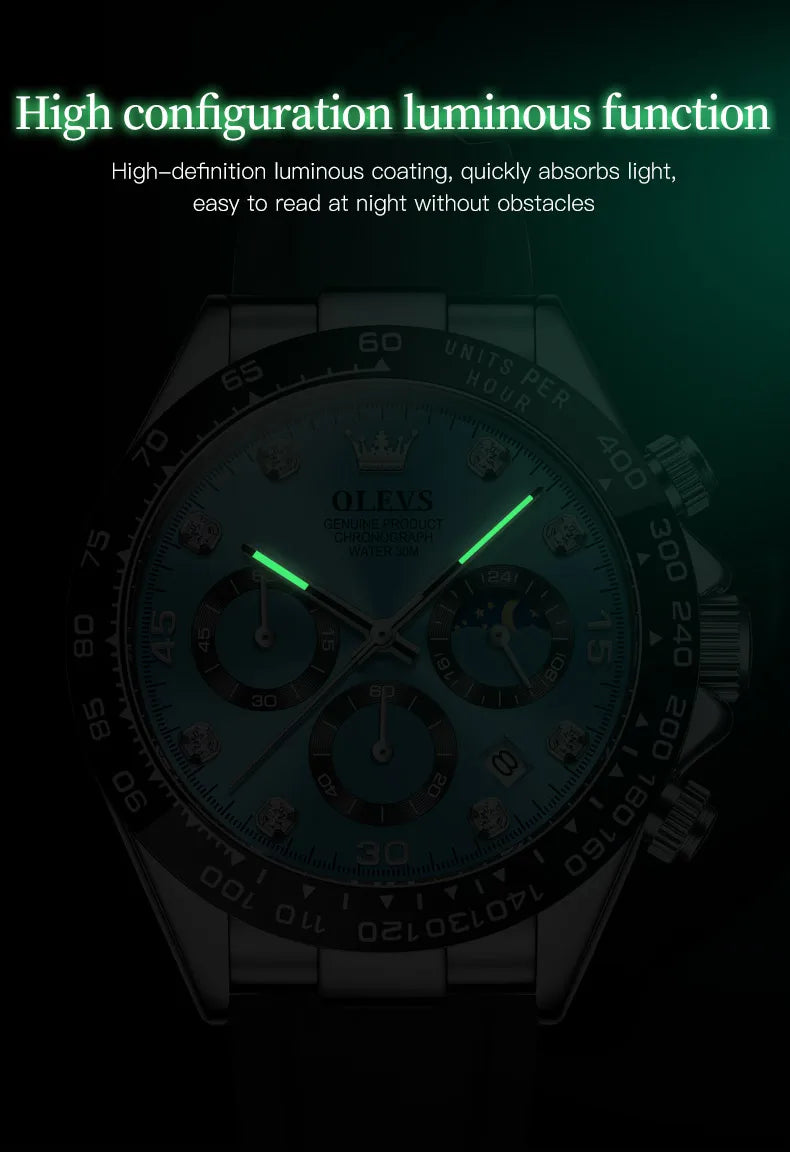 OLEVS Luxury Sports Quartz Watch for Men | Silicone Strap