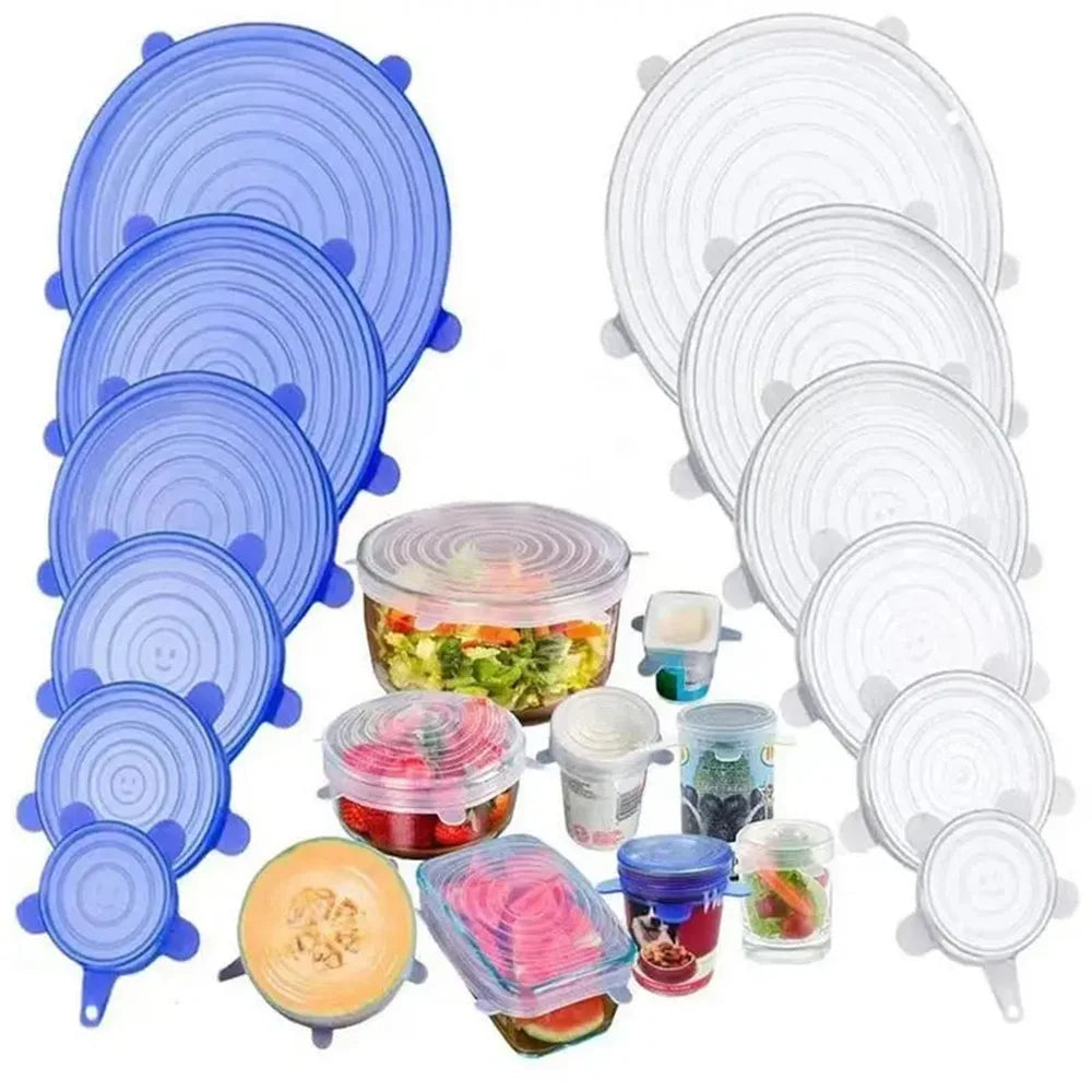 6Pcs Silicone Stretch Lids – Reusable Food Grade Airtight Covers for Bowls, Cups & Containers