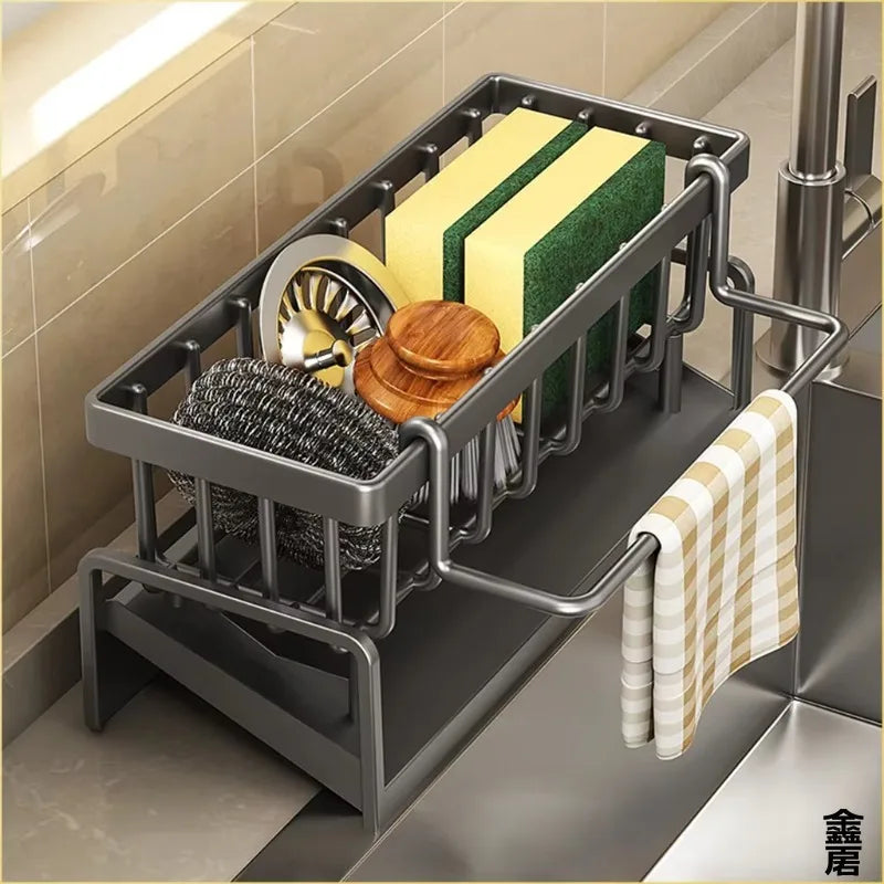 Tap-Mounted Sink Organizer with Drainage Rack