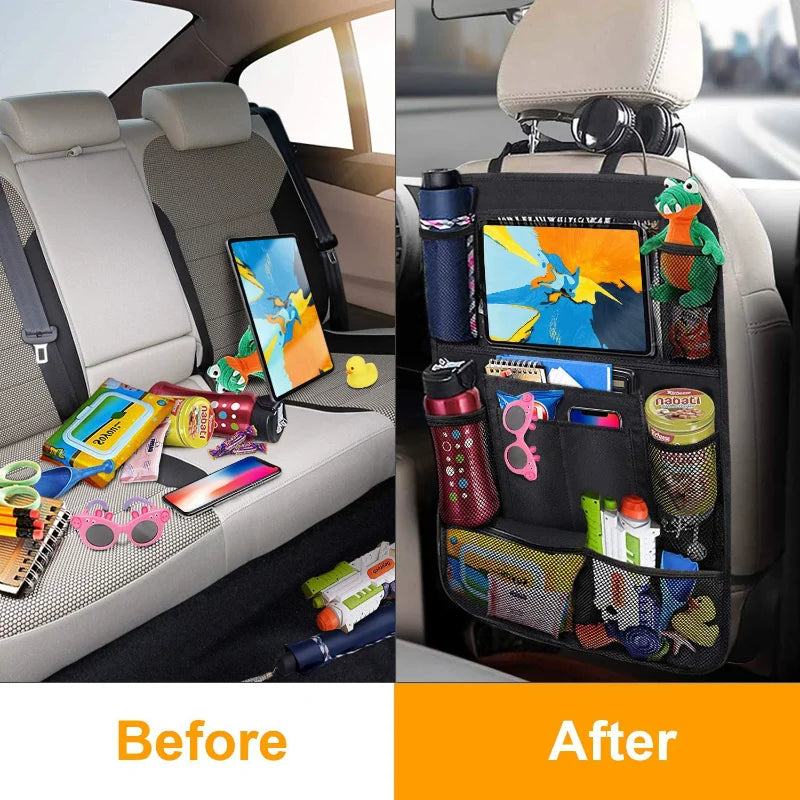 Backseat Organizer with Tablet Holder – Foldable Car Storage