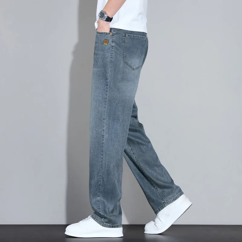 Men's Straight Leg Jeans – Lightweight Stretch Denim, Light Wash