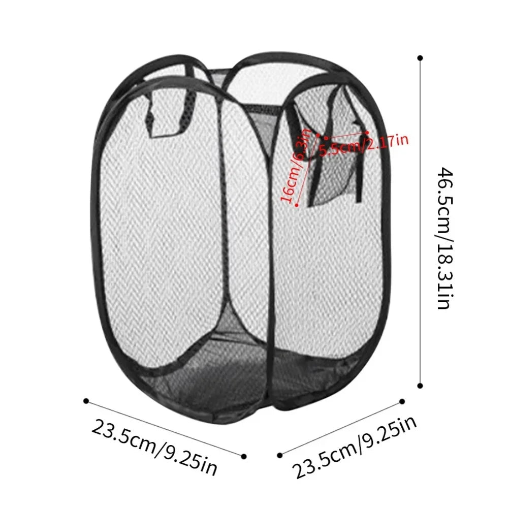 Pop-Up Laundry Hamper – Collapsible Mesh Basket with Handles