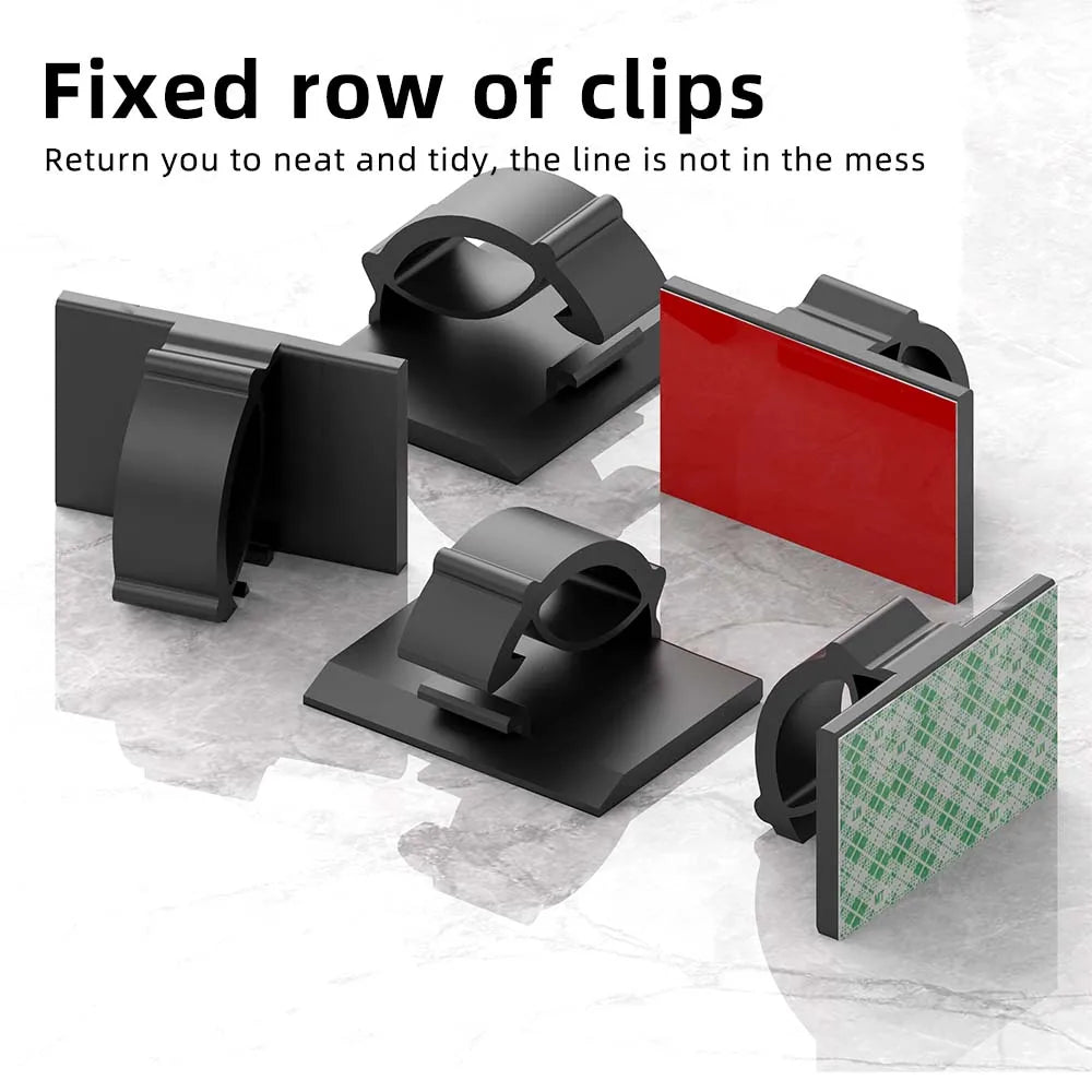 Cable Clips Organizer Set (30pcs) – Desktop Cord Holder & Wire Manager