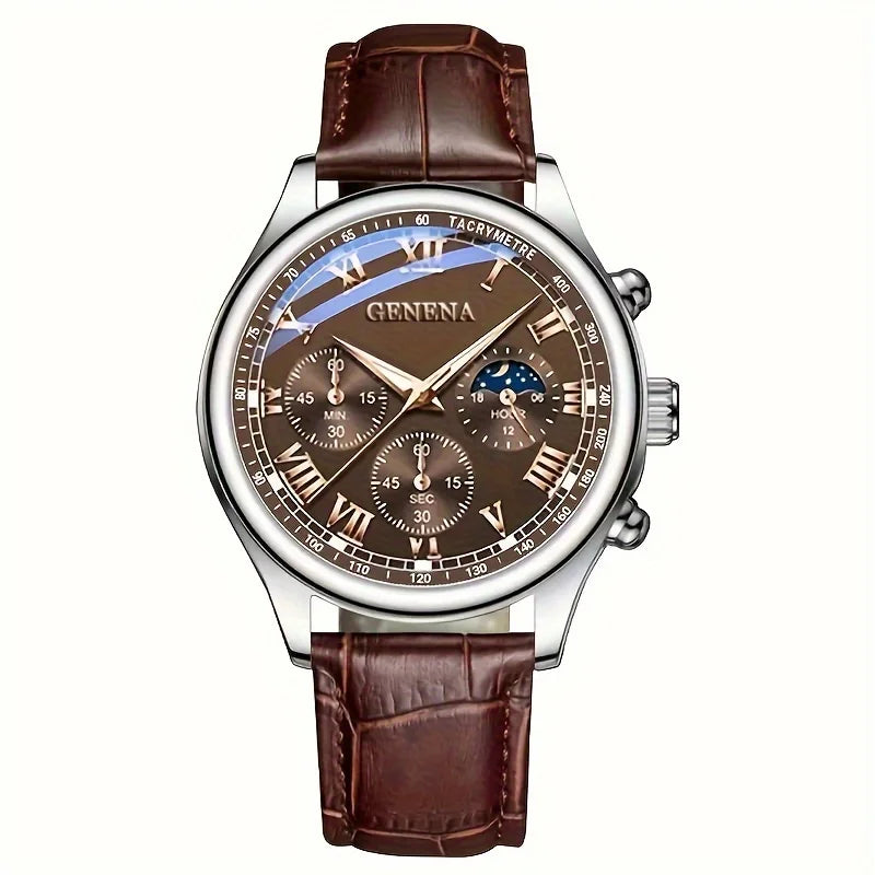 Classic Leather Strap Quartz Watch for Men | Elegant Business Design