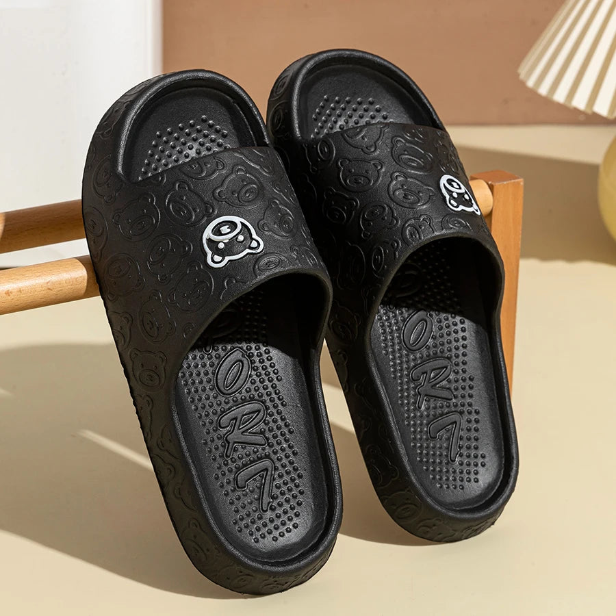 Bear Print Slides – Non-Slip Quick-Dry Bathroom Sandals