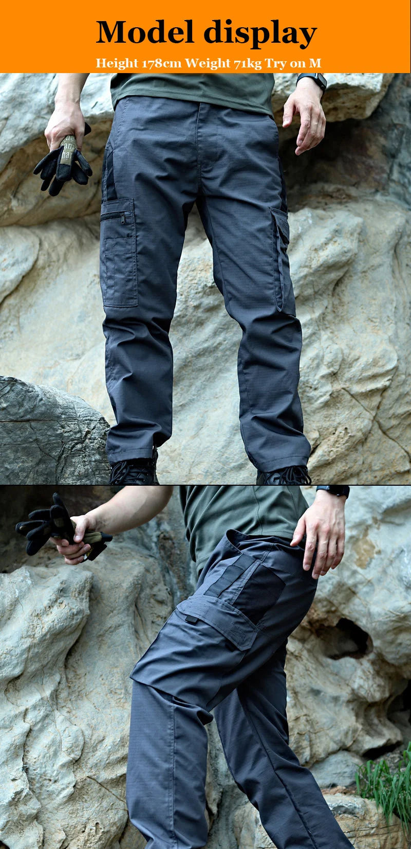 Men's Tactical Cargo Pants – Multi-Pocket Waterproof Work Trousers