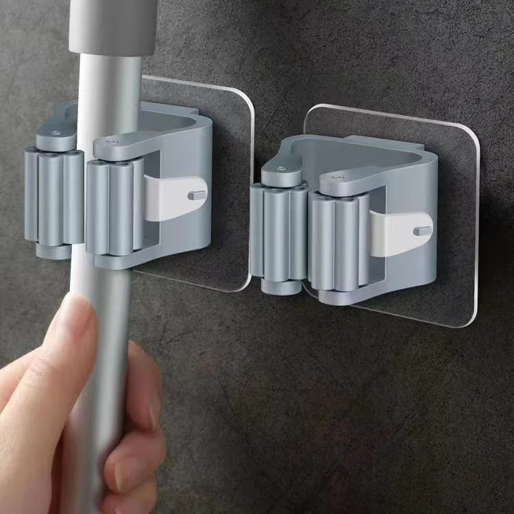 Adhesive Wall Mount Hooks – Mop & Broom Holder Rack