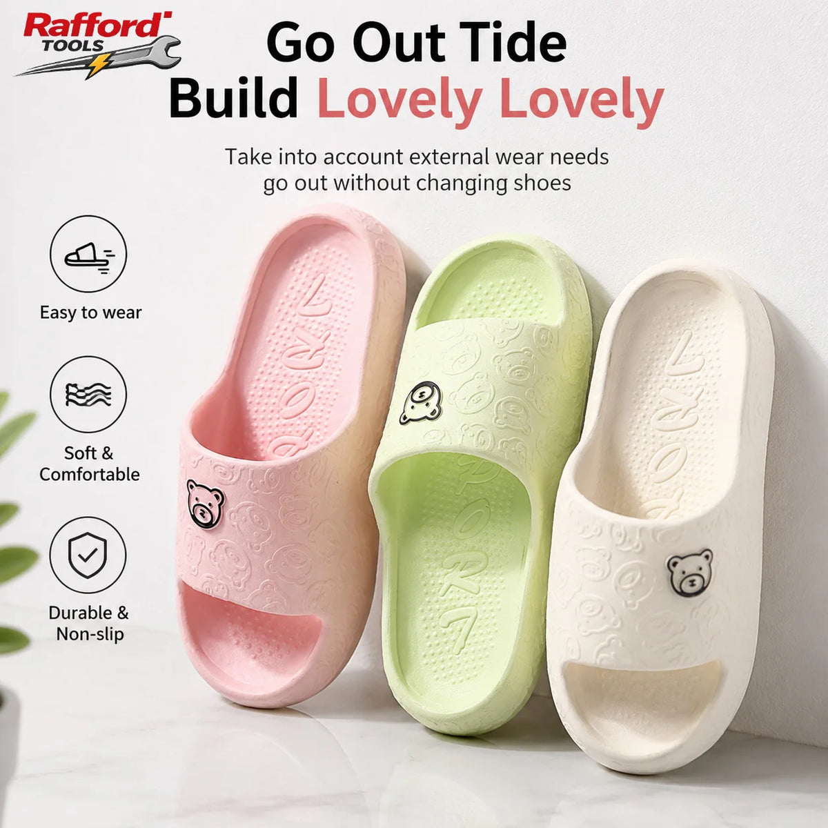 Bear Print Slides – Non-Slip Quick-Dry Bathroom Sandals
