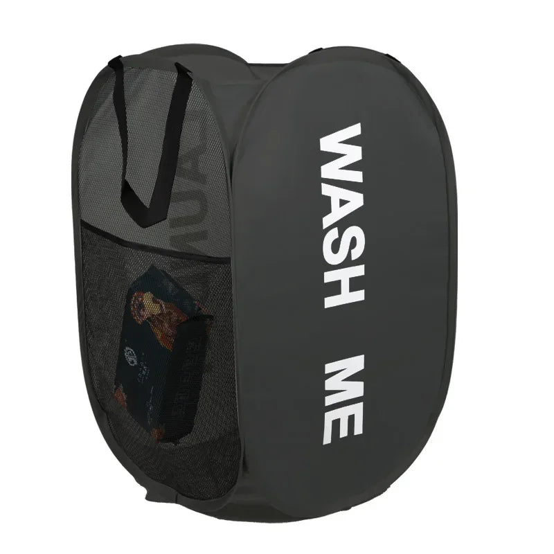 Pop-Up Laundry Hamper – Collapsible Mesh Basket with Handles