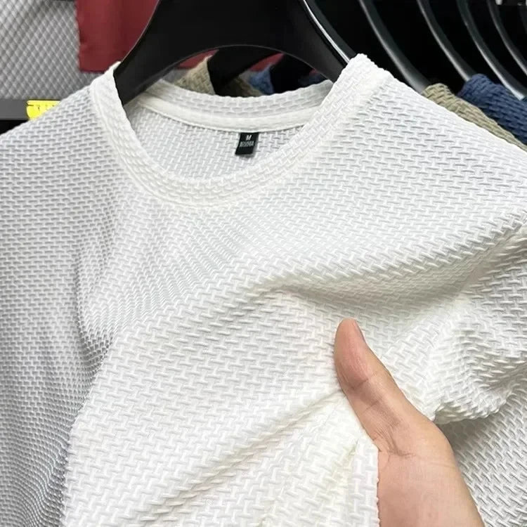 Men's Ice Silk Mesh Tee – Slim Fit Summer Casual Top