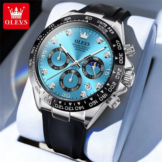 OLEVS Luxury Sports Quartz Watch for Men | Silicone Strap