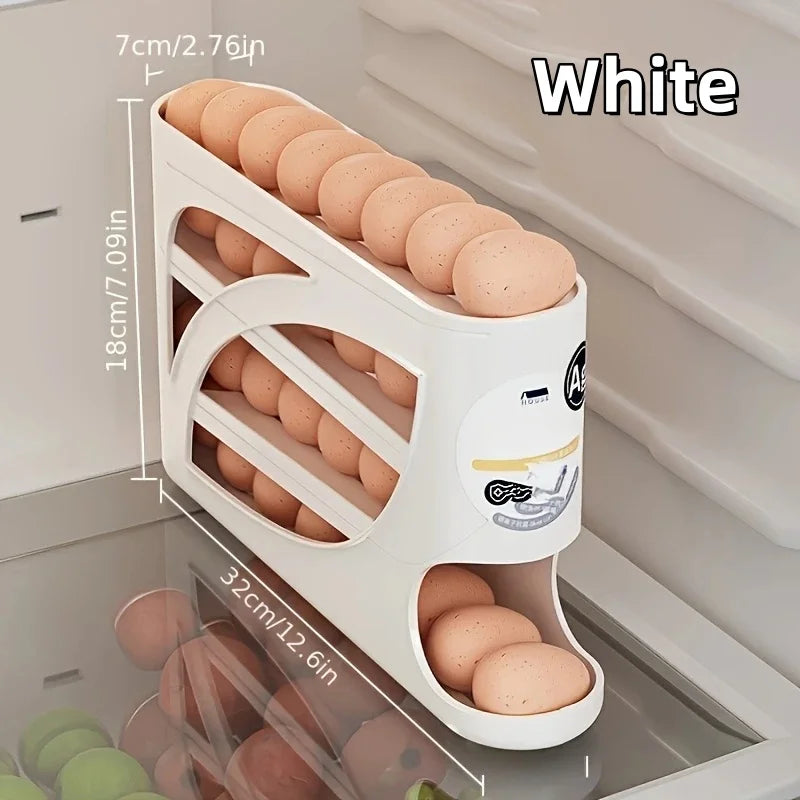3-Tier Rolling Egg Organizer for Fridge | Holds 24 Eggs