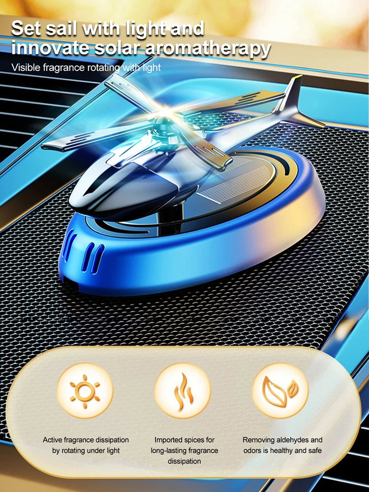 Solar Helicopter Car Air Freshener – Rotating Aromatherapy Diffuser