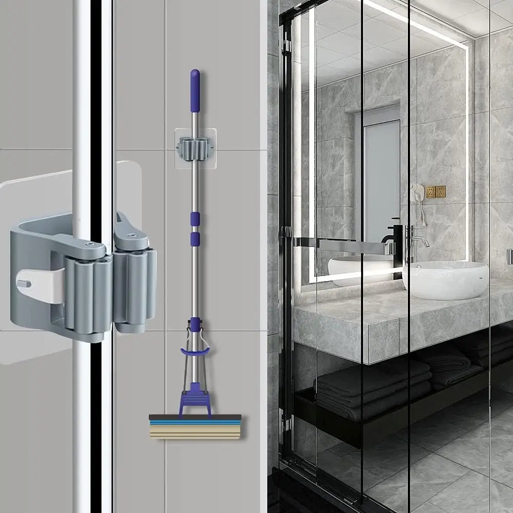 Adhesive Wall Mount Hooks – Mop & Broom Holder Rack