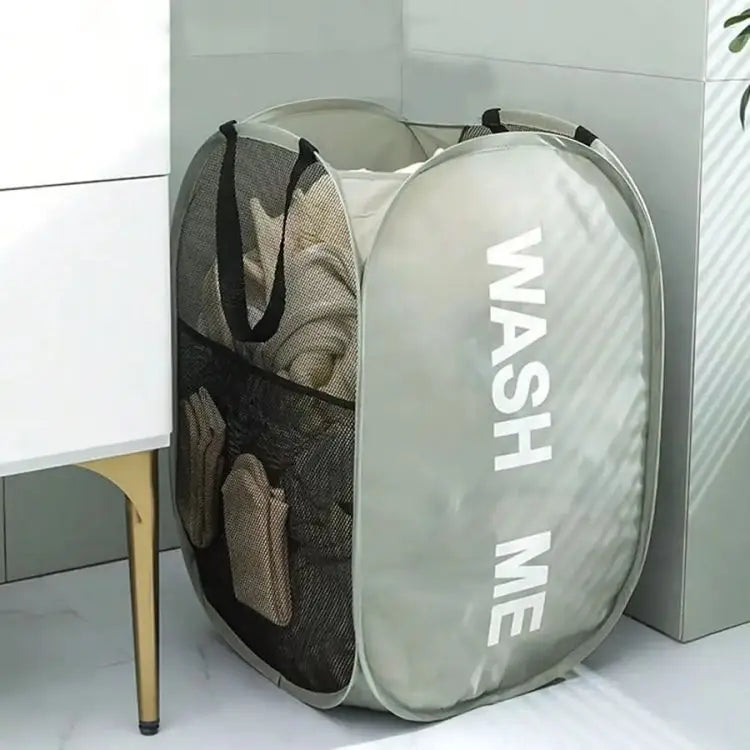 Pop-Up Laundry Hamper – Collapsible Mesh Basket with Handles